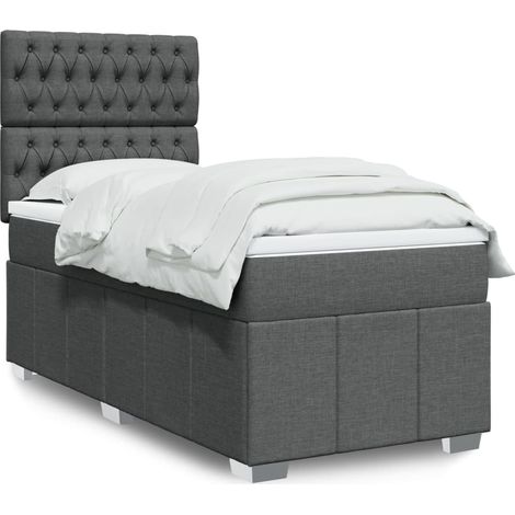 Boxspringbett mit Matratze Dunkelgrau 90x190 cm Stoff (1/5)
