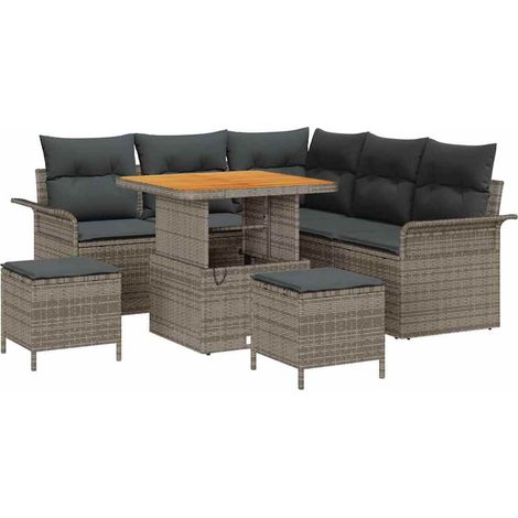 Garten-Sofa-Set 8 pcs Grau Poly-Rattan vidaXL (1/5)