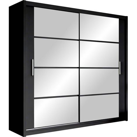 Armario Honolulu 201, Negro, 215x203x61cm, Puertas de armario: Correderas, Número de estantes: 0