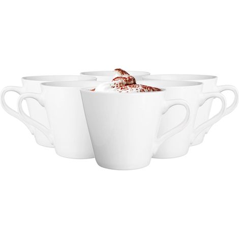 Ensemble de 6 Tasses à Café en Céramique Lavable au Lave-vaisselle 6x230 ml Blanc (1/5)