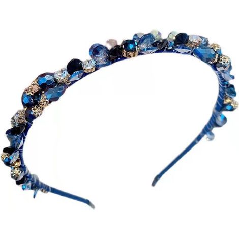 1 Serre-tête, Strass, Cristal, Élastique, Antidérapant, Bleu, Pour Danse Fête Quotidien（Q3 : Nouveaux produits pour le mois d'août） (1/5)