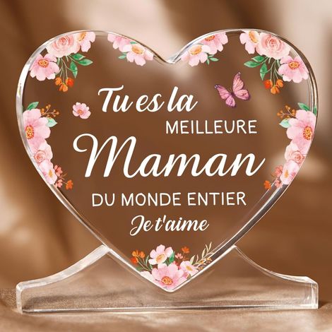 Cadeau Anniversaire Maman,Acrylique Heart Type Décoration Cadeau pour Maman (1/5)