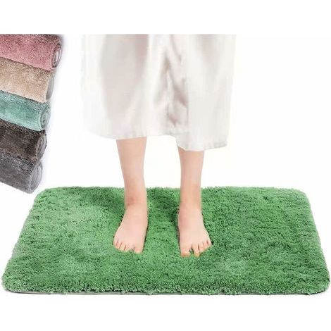 DBBEGK Tapis de bain vert 40 x 60 cm, tapis de bain antidérapant et lavable, tapis de bain avec tapis de bain à haute hydroscopicité pour baignoire, salle de bain, salon et chambre