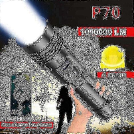 Lampe torche tactique LED ultra-lumineuse de 1 000 000 lumens, rechargeable. (1/5)