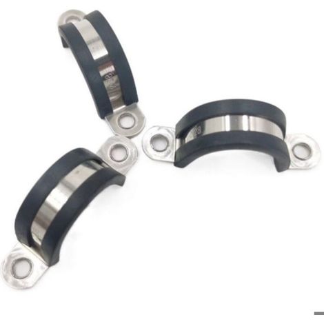Collier De Serrage En U - Acier Inoxydable 304 - Diamètre 38 Mm - Revêtement Caoutchouc - Pour Fixation Tuyaux Et Câbles - 8 Pièces (1/4)
