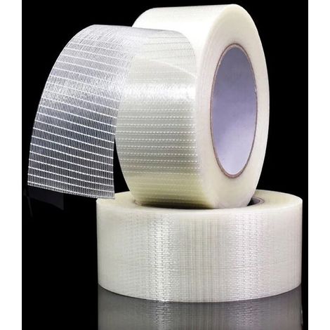 Transparent Bi Directional Filament Ruban Adhésif, Ruban d'emballage renforcé de fibres filament Renfort et cerclage ruban adhésif robuste adhésif, 50m x 50mm(Pack de 2) (1/5)