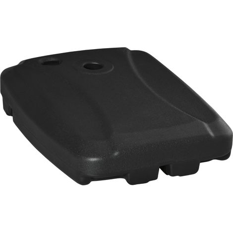 Base per ombrellone a due ruote, zavorrabile con 60 kg di acqua, 68 kg di sabbia o 75 kg di miscela, 80 x 60 x 17 cm, nera.