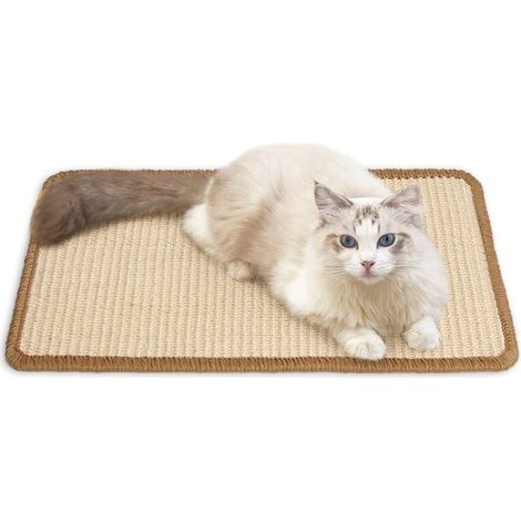 Alfombrilla rascadora para gatos, Sisal, Antideslizante, Protección para alfombras y sofás, areneros, felpudos, Beige, S, 40 x 30 cm (1/5)