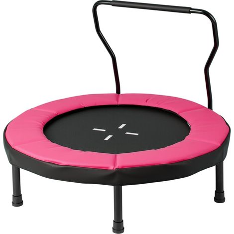 Trampolino da interno per bambini con maniglia rimovibile, 102 cm, rosa