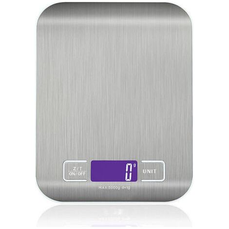 High Precision Electronic Kitchen Scale 5000g/1g with Backlit LCD Display, 6 Units and Tare Function Stainless Steel, Smart Digital, for Multifunctional Food (1/4)