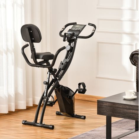 Vélo d’appartement pliable 105x48x118 cm en acier noir, 2-en-1, gain de place – MEUBLIV (1/5)