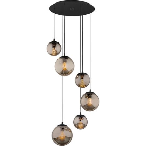 [NEUWERTIG] Euluna Hängeleuchte Smoky Mit Glasschirmen Pendelleuchte Hängelampe Lampe 6 Flg. B-Ware