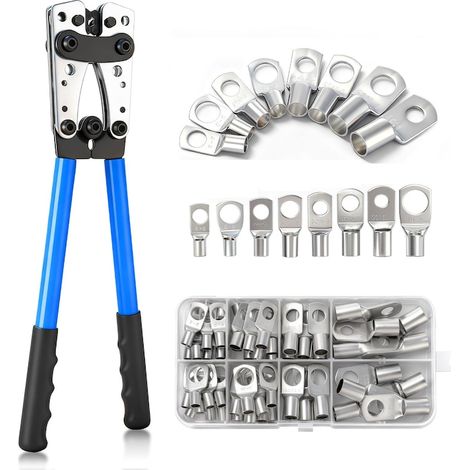 Set di pinze a crimpare esagonali, con 60 capicorda elettrici, 6-50 mm², Kashemano, Alluminio/Gomma, Multicolore (1/5)