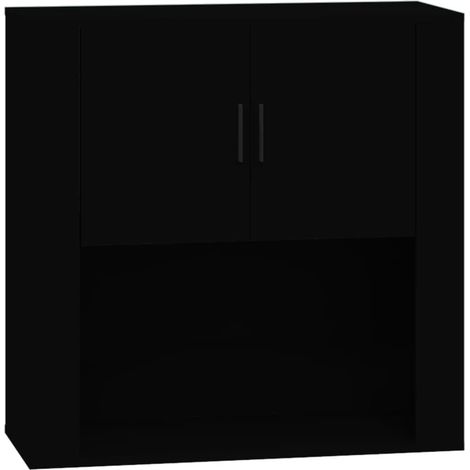 Maison Exclusive - Armario de pared madera contrachapada negro 80 (1/5)