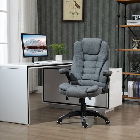 Silla de oficina ergonómica reclinable, con altura ajustable y función de balanceo, giratoria con ruedas, 65x72x110-120cm, gris.