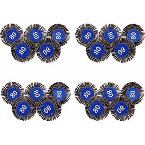 20 Pièces Roue à Lamelles, 80 Grains Papier Abrasif Roue de Polissage Roue à Lamelles Dremel 30x10 pour Outil Rotatif
