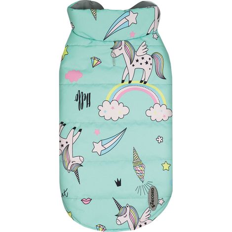 Cappottino impermeabile con chiusura a strappo modello Unicorno per cani: 4XS - azzurro
