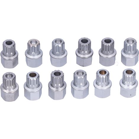 12pcs Écrous de Roue Antivol à Empreinte Cannelée, Kit d'Extraction pour Clés de Démontage, Outillage de Réparation Automobile (1/5)