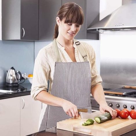 Delantal de cocina,2 piezas,para damas y caballeros,Delantal de catering,Fácilmente ajustable,Delantal de chef suave con 2 bolsillos (1/4)