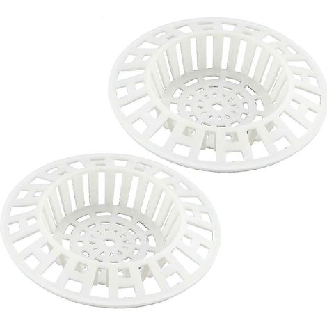 Lot de 2 crépines d'évier en plastique blanc, récupérateur de cheveux, filtre pour évier de cuisine, salle de bain, baignoire et douche. (1/5)