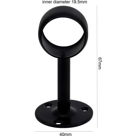 Lot 4 Fixations Plafond Inox Noires 19mm, supports tringles murales/sdb (1/4)