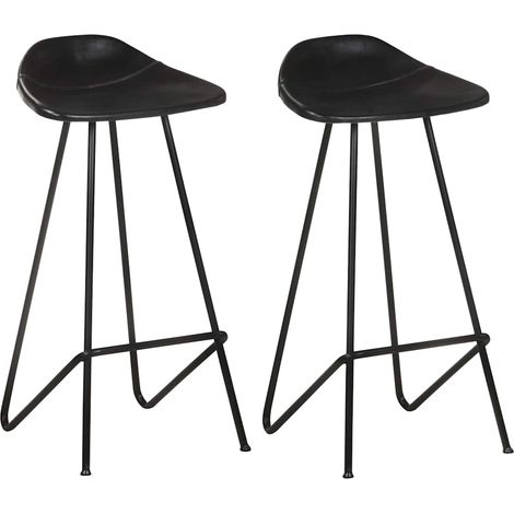 Barhocker 2 Stk. Schwarz Echtleder vidaXL (1/5)
