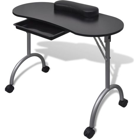 Table à manucure pliable avec roulettes et un coussin Noir -32680 (1/5)