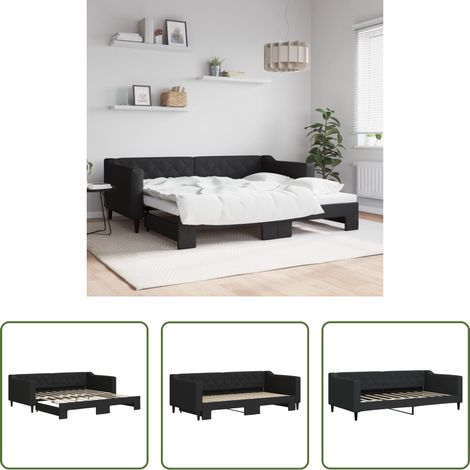 Schlafsofa -  Tagesbett Ausziehbar Schwarz 90x190 cm Stoff (1/5)