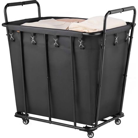 VEVOR Carrello Portabiancheria da 300 Litri con Capacita Carico di 117,9 kg, Ruote Girevoli e Sacco Portabiancheria Impermeabile, Carrello della Spesa in Metello per Bagagli per la Spesa