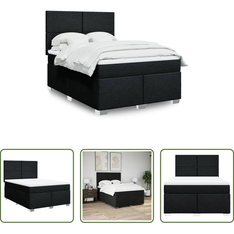vidaXL Matelas à ressorts ensachés - Sommier à lattes de lit avec matelas Noir 140x190 cm Tissu (1/5)