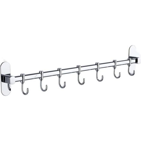 Crochet mural argenté, 1 pièce, support de rangement pour tringle de rangement, crochet d'entrée, porte serviettes, support d (1/4)