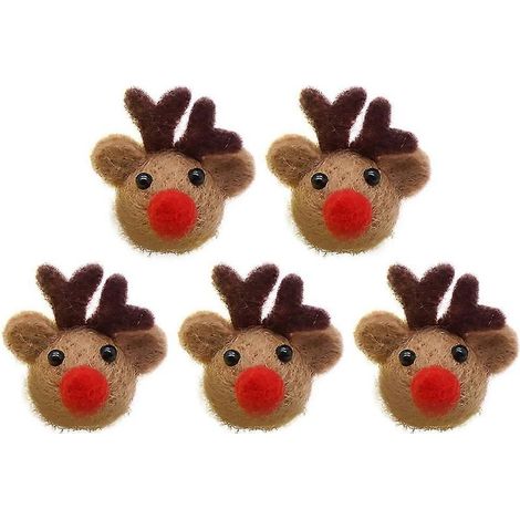 Lot de 5 accessoires de coiffure de Noël pour enfants : broche en feutrine en forme d’élan à faire soi-même (marron)-M-Brown (1/3)