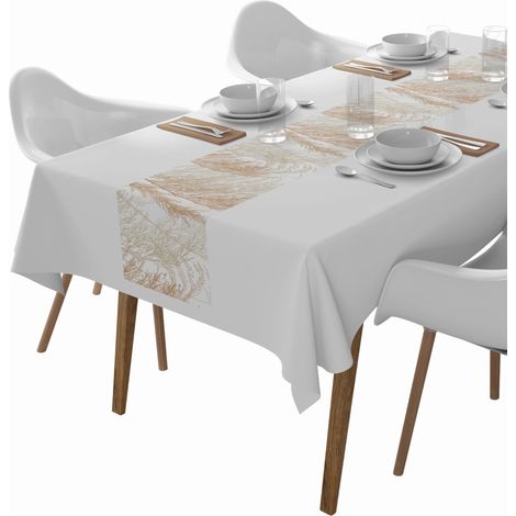 Chemin de table décoratif 85x85 Feuilles de Panama BEIGE (1/4)