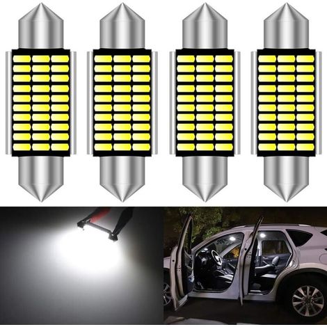 RHG 39mm Festoon C5W Ampoules LED 6000K Blanc Canbus extrêmement Lumineux sans Erreur 6411 6413 6423 6461 DE3425 DE3425 Lumières de Porte de Plaque d'immatriculation de dôme intérieur (4pc (1/4)