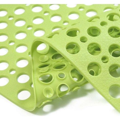 Tapis Baignoire Antidérapant Enfant TPE Doux Lavable Machine 30 x 17 cm Vert Lisse (1/4)