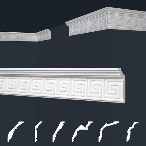 Moulures de stuc à motifs blancs, EPS Styropor ajustement forme, Paquets d'épargne Marbet série B: B-21 / 28x73mm, Max. Forfait (meilleur prix par mètre)