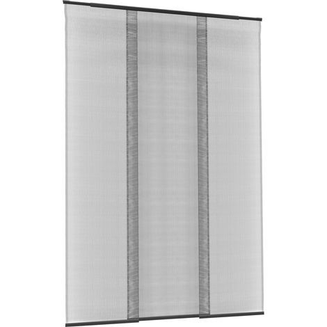 Moustiquaire pour porte 95 x 220 cm – 3 panneaux en fibre de verre anthracite – Installation télescopique avec bandes auto-adhésives – Primematik - MAX 95 X (1/5)