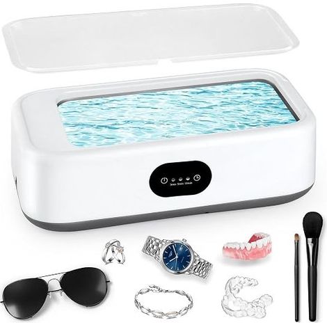 Ultrasons 640ML, 49KHz Ultrasonic Low Noise Cleaner, avec 3 Minuteries Numériques, pour Bijoux, Dentier, Montres, Lunettes, Tête de Rasoir (1/5)