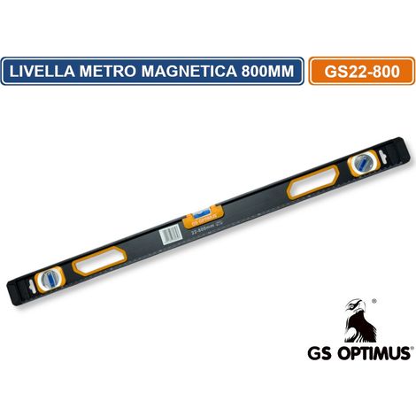 GS OPTIMUS GS22-800 LIVELLA METRO LINEARE MAGNETICA IN ALLUMINIO TRIPLA BOLLA DA 800MM (1/3)