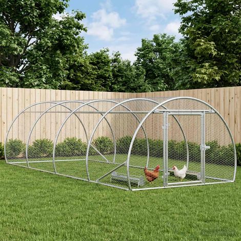 vidaXL Pollaio Argento 400 x 150 x 100 cm Acciaio zincato (1/5)