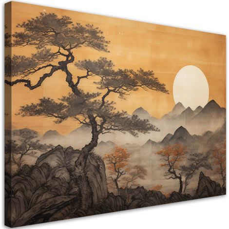 Tableau sur toile Arbres paysage de montagne 100x70 (1/5)