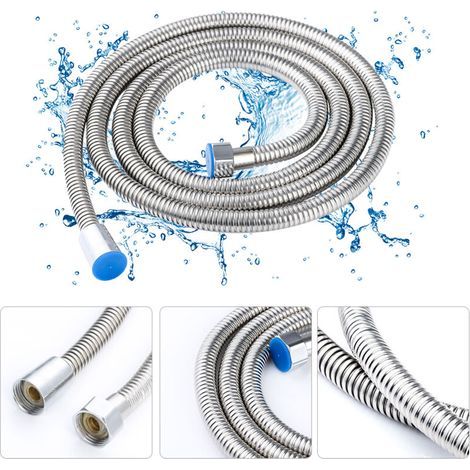 Tuyau de douche en acier inoxydable 304, tuyau de douche, tuyau de chauffe-eau de salle de bain, tuyau de douche, interface standard à 4 points (diamètre intérieur du connecteur 1/2 pouce) longueur 3M (1/4)