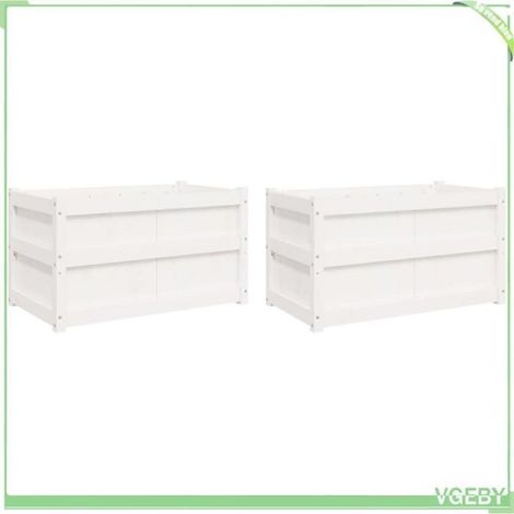 Jardinière / bac à fleurs - FAFEICY - 837462 - Bois de pin massif - Blanc - 90 x 50 x 50 cm (1/5)