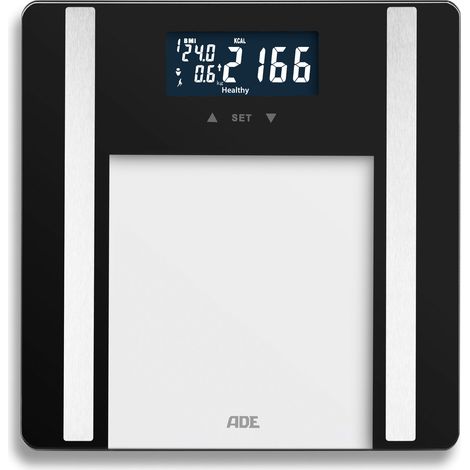 Bilancia pesapersone con analisi corporea, fino a 180 kg, 30 x 30 cm, nera / ADE (1/3)