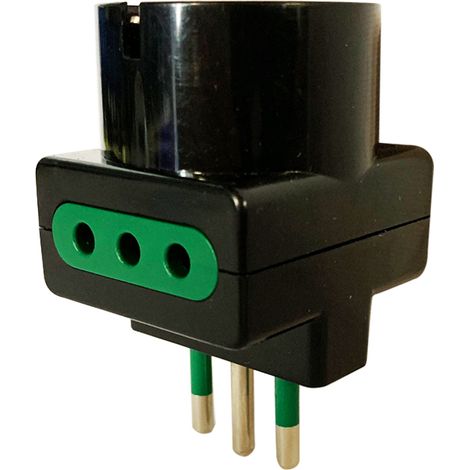 Adattatore spina S11 10A 2P/T con 2 prese bipasso 10/16A 2P/T e 1 presa 10/16A