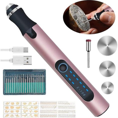 Stylo graveur électrique, outil de gravure et de sculpture, mini stylo graveur sans fil, stylo graveur multifonctionnel, outil rotatif pour le bricolage (1/5)