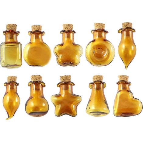Lot de 10 pendentifs en forme de flacons de verre, breloques médaillon, mini flacons à vœux en verre, décoration à suspendre soi-même-Champagne (1/5)