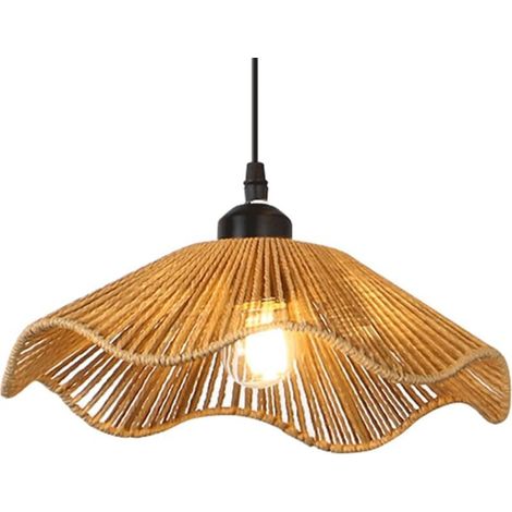 Suspension Tressée en Rotin Ø30 cm – Luminaire Bohème Style Farmhouse, Ajustable, Cuisine, Chambre, Salle à Manger, Entrée (1/5)