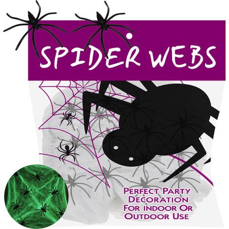 Halloween-Spinnennetz, das im Dunkeln leuchtet, mit 20 Spinnen