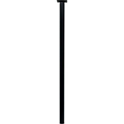 Hettich – Pied de meuble cylindrique fixe noir – Acier époxy – Hauteur 80 cm – Charge 50 kg – Fixation à visser